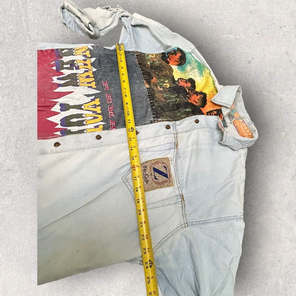 Rare Vintage Distressed Button‎ Up Shirt Zipcode Large Graphic Size L Thrashed - Picture 7 of 8